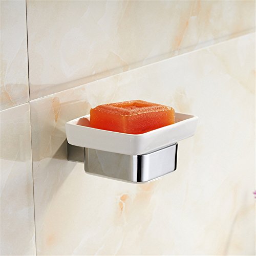 Badezimmer Platz verchromt Edelstahl Regale Keramik Seifenschale Wand montiert - 2