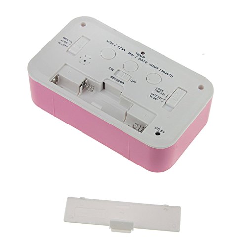 Greeney Digitale Wecker Uhren Mit Großes Bildschirm und Smart-Touch Control, Temperaturanzeige, Kalender, 24/12 Stunden-Umwandlung, Aufsteigende Alarm, Sensor-Hintergrundbeleuchtung, Praktische Snooze / Licht Funktion Ultra Lautlos ROSA - 7