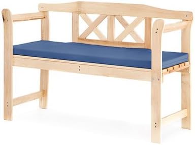 Outdoor Water Resistant Cushion Pad for Small 2 Seater Garden Bench - Blue