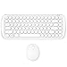 Produktbild Tensay Funktastatur mit Maus USB Tastatur Maus Set Kabellos Candy farbig matt rund Punk Drahtlose kompatibel für Windows Laptop Notebook Desktop-Computer (Weiß)