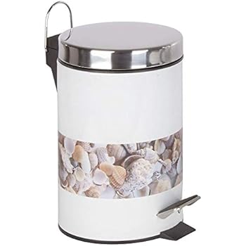 SANWOOD Treteimer Callista mit Muschelmotiv, Bad-Abfalleimer 3 Liter