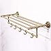 Produktbild LifeX 65CM Gold Doppel Bad Handtuchhalter Mit 5 Haken, Messing Doppel Handtuchstange Wc Rostschutz Handtuch Ablageboden Wandmontage 2 Tier Kupfer Handtuchhalter