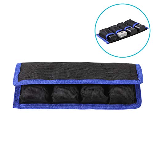 Mekingstudio Bolsa Estuche Funda Protectora Protección de Nylon Almacenamiento con 4 Bolsillo para Batería LP-E6, LP-E8, NP-FW50, EN-EL14, EN-EL15