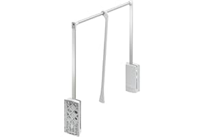 Gedotec Kleiderlift modern Schrank-Lift robust Wardrobelift stabil Kleiderstange kompakt - Modell Servetto | Kleiderlüfter klappbar weiß/vernickelt | breiten-verstellbar 770-1200 mm | 1 Stück