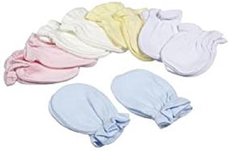 2 Pairs Baby Anti Scratch Mittens Mitts Pink White Blue Lemon 100% Cotton (White)