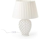 Hervit Lampada Potiche Ovale in Porcellana Traforata 65Cm(H)