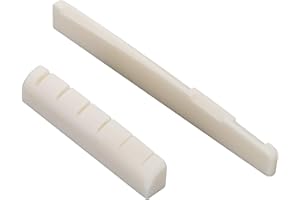 XIYANGJUAN 1 Sets 2pcs Left handed Guitar Nut 6 String Acoustic Guitar Bone Bridge Saddle and Nut Set Made of Real Bone 43x6x9/72x3x9mm