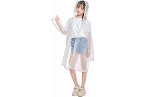 BCBF 1 Stück Regenponcho Kinder Wasserdicht, Leichter Regenjacke Kinder Eva Regenmantel,Wiederverwendbar Regencape Kinder Mit Kapuze, Kinder Regenponcho Durchsichtig Für Mädchen Jungen(1-1.5M)