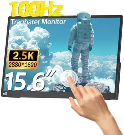 Kyyivwine Monitor touch screen da 15,6 pollici, 2,5 K, FHD 2880 x 1620 IPS 100 Hz, 16:9,10 punti, con 100%sRGB, ultra sottile, avanzato monitor portatile per laptop/PC/smartphone/Macs/Xbox/PS5