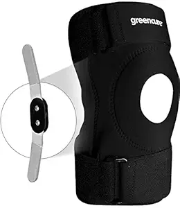 Greencure Hinged Knee Brace for Knee Pain - Open Patella Knee Support for Men & Women, Free Size Hinged Knee Brace for Ligament Tear, Hinged Knee Support with Triple Band Strapping (1 Unit)