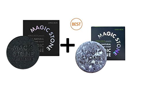 April Skin Magic Stone Natural Cleansing Soap + Charcoal Soap Korea Beauty (2PCS)