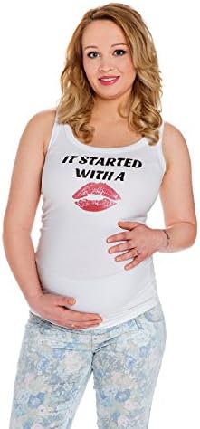 Maternity Tank Top It Started wIth a Kiss WhIte L (Large) - Maternity Clothing by MY TUMMY ®©™