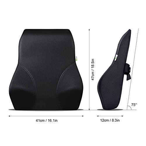 amzdeal Rückenkissen Rückenunterstützung Kissen Lendenkissen für Bürostuhl und Chefsessel Schwarz - 4
