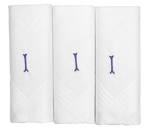 Pack de 3 pañuelos de un solo color con iniciales bordadas para hombres White - letter I Talla única