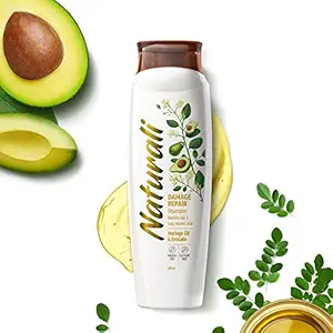 NATURALI Damage Repair Shampoo | With Moringa Oil & Avocado| Repairs Damage & Restores Shine | 340 ML