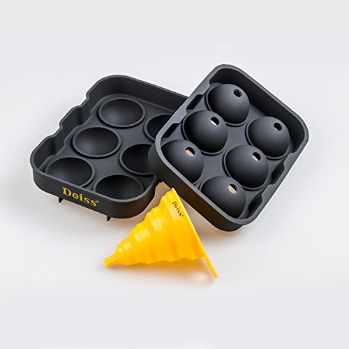 Deiss® ART Eiskugel-Maker Schimmel & faltbare Trichter – 6 perfekt 4.6 cm Eiskugeln in flexiblem Silikon Fach – faltbare Trichter für flüssige Übertragung – spülmaschinengeeignet - 9