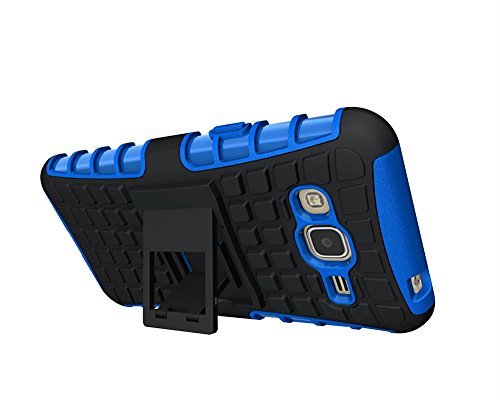 FALIANG Samsung Galaxy J3 2016  Funda  2in1 Armadura Combinaci  n Neum  ticos Patr  n A Prueba de Choques Heavy Duty Escudo C  scara Dura para Samsung Galaxy J3 2016   Azul 