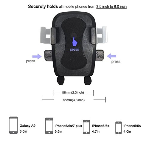 Premium Car Mobile Phone Holder with Ultra-Sticky Suction Cup Compatible for iPhone Samsung and more Smartphones Universal Gooseneck Car Mount, Black