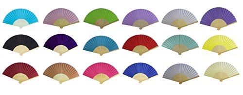Silk Handfächer 10 Stück, Kunstseide, elegantes Handfächer, aus Bambus, Rippen Teil Geschenkanhänger - 6