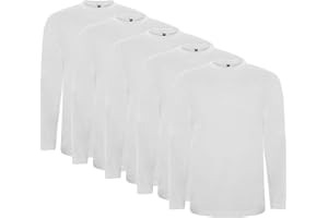 RAFASSHOP Pack Camisetas Roly Extreme Manga Larga 100% algodón Sin Puños Cuello Redondo Unisex Adultos