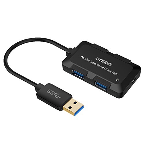 Elinker® USB 3.0 Daten Hub 4 Port USB mit LED Hohe Geschwindigkeit Übertragungsraten bis zu 5 Gbps für MacBook, Mac Mini, PC, Laptops (Schwarz)