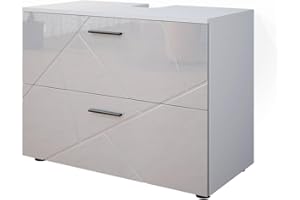 ‎VICCO Vicco Waschbeckenunterschrank Weiß Hochglanz Irma 80x59x41 cm - Unterschrank Badezimmer, Übersichtliche Aufbewahrung durch großzügige Schublade