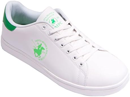 Santa Monica Polo Club Mens Trainers Sports Pumps Casual Lace Up Shoes With Skechers Socks (9 UK, Green)