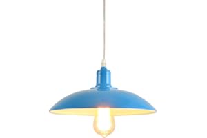 Mengjay Lampada a Sospensione Vintage Industriale Edison Illuminazione a Soffitto Metallo Plafoniera Classica per Sala Bar Ristorante Ufficio Retro, Senza Lampadina, E27 Lampadario (blu)