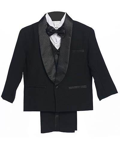 Fine Brand Shop Black Boys & Baby Boy Tuxedo Special occasion suit, Complete Set, Jacket, Shirt, Vest & Pants, Bowtie - 4T