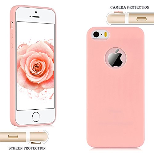 Funda iPhone 5   5S   SE  SpiritSun Soft Carcasa Funda para iPhone 5   5S   SE  4 0 pulgadas  Ultra Delgado y Ligero Flexible TPU Caja Suave Silicona Piel Carcasa Anti Rasgu  os Anti Golpes Parachoques Dise  o Mate Opaco Gel Protectora Carcasa - Rosado