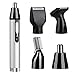Produktbild Nasenhaartrimmer, 4 im 1 USB Wiederaufladbar Elektronisch Bartschneider, Seitenschneider Trimmer, Augenbrauentrimmer, Nasenhaarschneider für Mann mit EdelStahl Rotationsklinge (Silber)