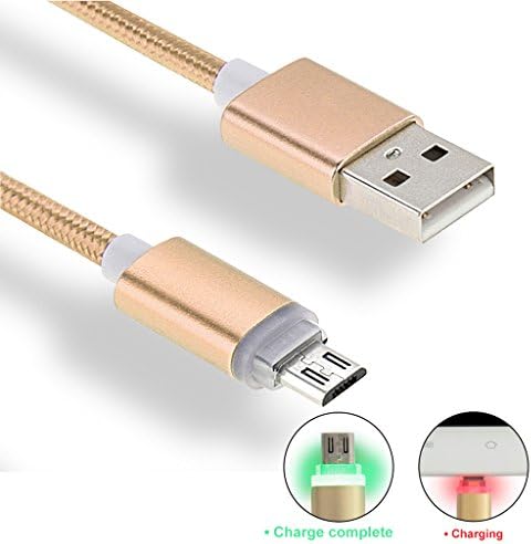 Micro USB Cable, iMusi Nylon Braided OD 4.0mm LED Lightning USB Cord for Sony Samsung HTC LG Android Smartphone - 1M - Gold