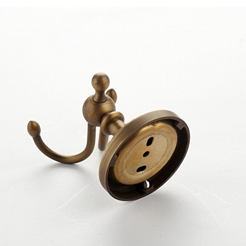 Weare Home Doppel-Hütehaken Mantelhaken Kleiderhaken, Retro Wand Gelb Messing Kupfer Bronze Antik, für Badezubehör - 4