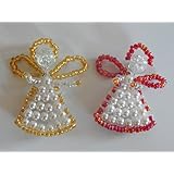 Perlenengel - Rot, Gold, Set 1