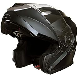 Qtech Casco MODULARE per Moto con Integrale Doppia Visiera - Nero Opaco - L (59-60cm)