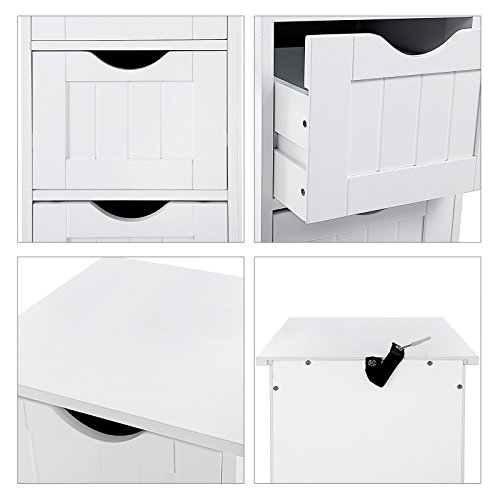 Songmics Schubladenkommode Badschrank Beistellschrank kleiner Kommode Schrank aus Holz mit 4 Schubladen 30 x 82 x 30 cm (B x H x T) weiß LHC40W - 5