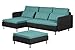 Produktbild Cavadore Eck-Sofa Scrubbles,  Design-Eckcouch im Material-Mix inklusive passendem Hocker, Ecksofa: 246 x 73 x 148 cm, Hocker: 90 x 40 x 90 cm (BxHxT), Türkis, schwarz
