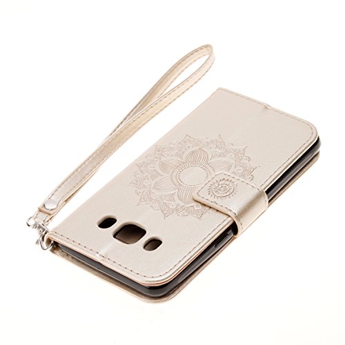 Für Samsung Galaxy J5 2016 Hülle Golden,Cozy Hut Datura Blumen Flip Case Wallet Cover mit Strap Tasche PU Leder Handytasche Lanyard Handyhülle Schutz Hüllen im Bookstyle Ledertasche mit Stand Funktion Kartenfächer Magnetverschluss Magnet Etui Schale Schutzhüllen für Samsung Galaxy J5 2016 / SM-J510 5,2 Zoll – golden - 4