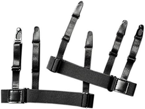 Sewanz Mens 1 Pair Dress Shirt Stays Adjustable Garter Belts Non-slip Clamps (Black-1)