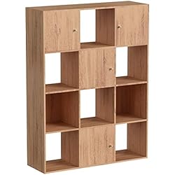 IDMarket - Meuble de Rangement Cube 12 Cases Bois façon hêtre avec Portes