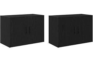 vidaXL Garage Wall Cabinets - Black Engineered Wood Storage - 60x30x41 cm - Ideal for Garage/Office/Utility Room/Workshop
