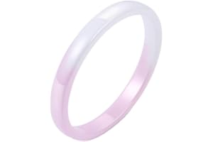 Joielavie 3 mm Ceramic Ring Colour Gradient Colour White Pink Purple Two-Tone Smooth Charm Alliance Ring Jewellery for Women Girls
