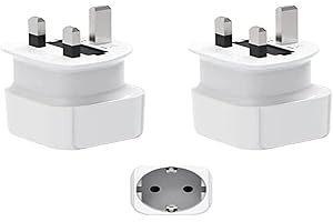 JONZZY 2X Adaptador Enchufe Español a Ingles, Español 2-Pin Europa a 3-Pin Reino Unido, Adaptador De Viaje Tipo G, para Irlanda Escocia Británico Maldivas (Pack 2)
