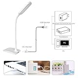DECKEY 6W Schreibtischlampe LED Tischlampe mit Schwanenhals 3 Helligkeitsstufen dimmbar, TOUCHFELD, FX002 (Weiß) - 8