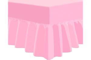 NIYS Luxury Bedding Percale Extra Deep Fitted Sheet Poly Cotton Frilled Bedding - Lightweight Soft (135 x 190 x 25 cm, Fits 15 Inch Frill) (Double, Pink)