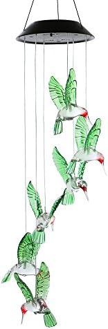 Changing Color Hummingbird Wind Chime, Eliter Spiral Spinner Windchime Portable Outdoor Decorative Romantic Windbell Light for Patio, Deck, Yard, Garden, Home, Pathway