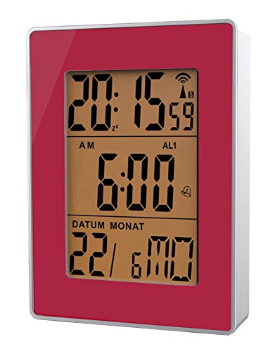 TELEFUNKEN FUD-30-S (R) Multifunktions-Funkwecker, große Anzeige, Display zum Umschalten, Bewegungssensor, rot, zweifacher Alarm, Funkuhr Wecker Innentemperatur Thermometer Datum Monat Kalender Wochentag Kalenderwoche Zweite Zeit - 4