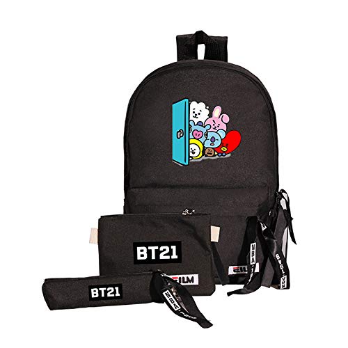 BTS School Backpacks 3 Pcs Ensemble, K-Pop BTS Bulletproof Scouts Sacs Mode Garçon Filles Voyage Sac À Dos Sac De Sport