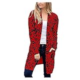 iHENGH Neujahrs Karnevalsaktion Damen Herbst Winter Bequem Mantel Lässig Mode Jacke Frauen Langarm Leopardenmuster Tasche Mode Mantel Bluse T-Shirt Strickjacke Top