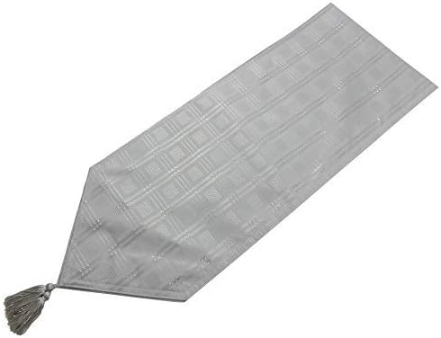 LUXURIOUS MODERN CHRISTMAS WOVEN JACQUARD CHECK SILVER TABLE RUNNER 13" X 70" - 33 X 178CM